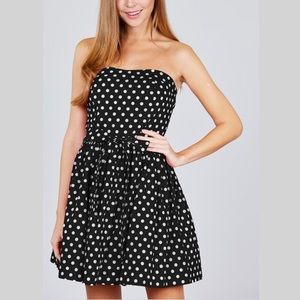 Polka Dot Strapless Dress